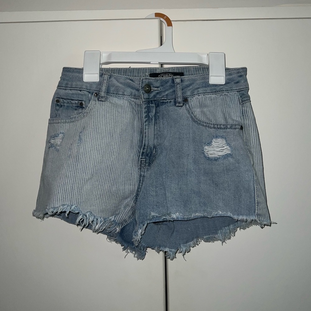 Striped Patch Jean Shorts